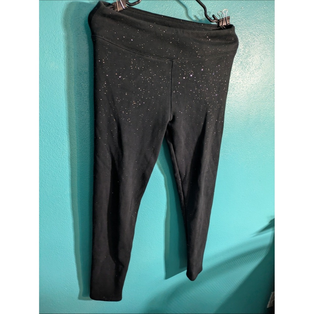 SO Black Leggings Sparkle Glitter Gym Workout Athletic Women XL 14/16